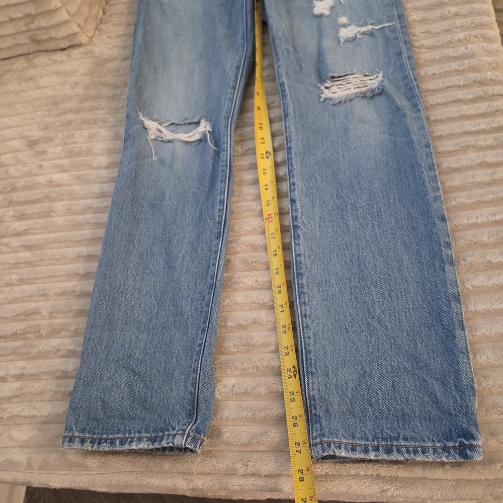 Levi's 501 Original Fit Jeans Womens W27 L30 Light Wash Distressed Ripped Denim - Picture 7 of 14